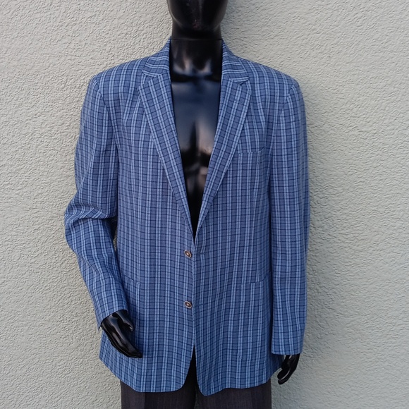 TAILORBYRD COLLECTION MEN'S 98% COTTON CHECK  SUMMER BLAZER - Picture 11 of 17